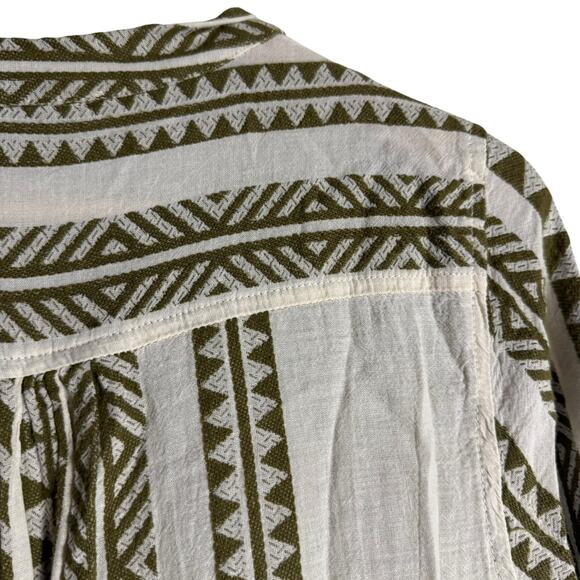 Devotion Twins Ella Cream Olive Embroidered 3/4 Sleeve Boho Coastal Mini Dress - Picture 10 of 14